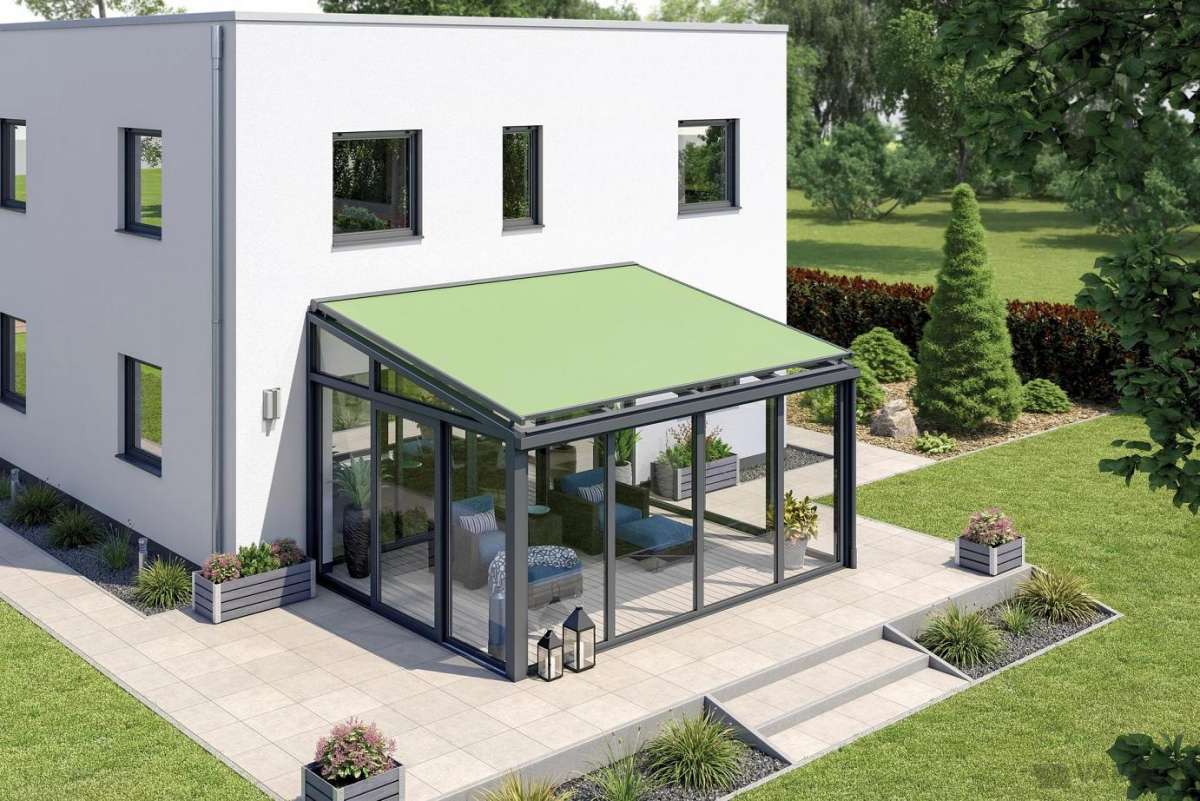 Terrassendach Aufdachmarkise Elektrisch in weiss 7m